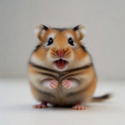 Happy hamster in a playful pose