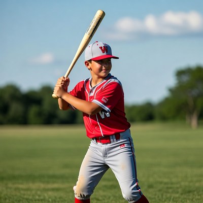 Young player prepares for baseball swing