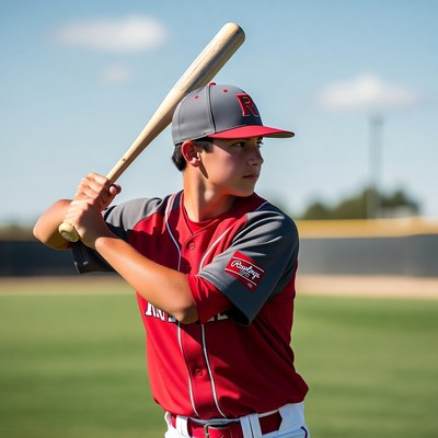 Young player prepares to bat