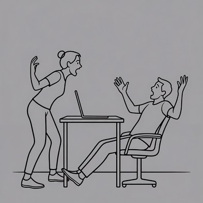 Woman and man arguing at desk