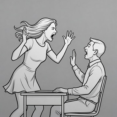Argument between two individuals at a table