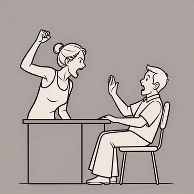Disagreement between two people at a table