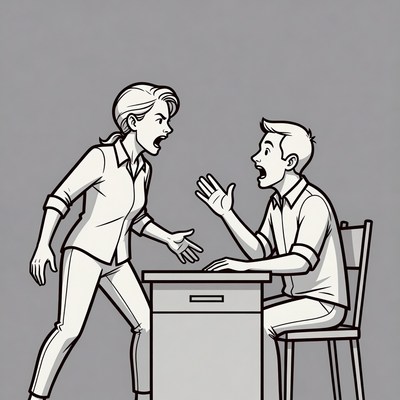 Argument at a small desk