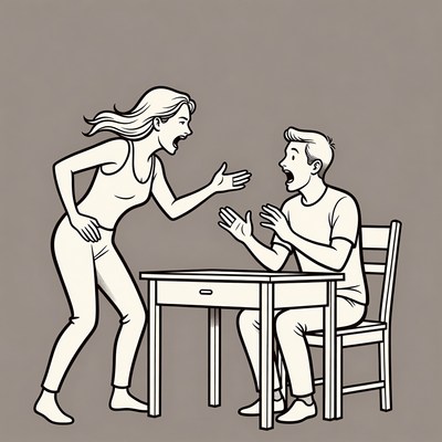 Argument between two people at a table