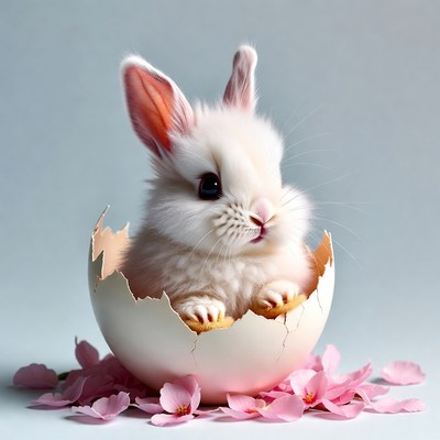 Cute bunny in egg shell