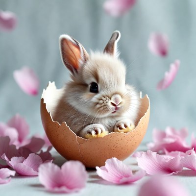 Cute bunny in egg shell