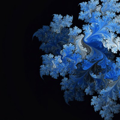 Blue fractal pattern on dark background