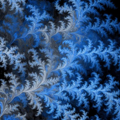 Intricate blue fractal design in dark background