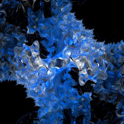 Swirling blue and white abstract art