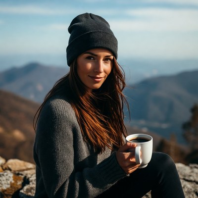 Enjoying coffee on the mountain