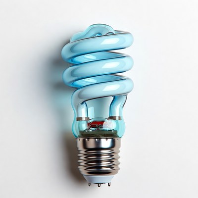 Spiral light bulb in bright blue color