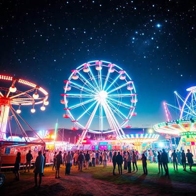 Colorful lights at night carnival