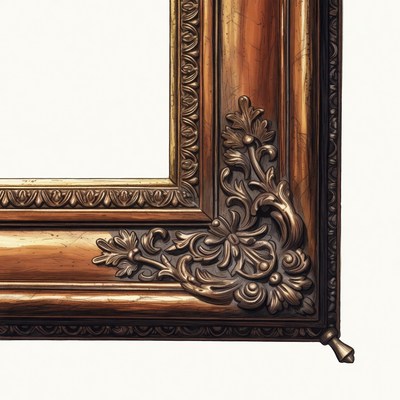 Wooden frame with metal design