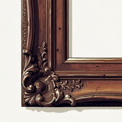 Wooden frame with decorative corners