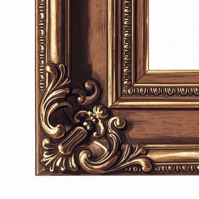 Ornate picture frame detail close-up