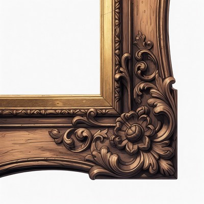 Wooden frame with floral design