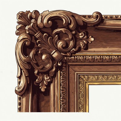 Ornate wood frame design detail