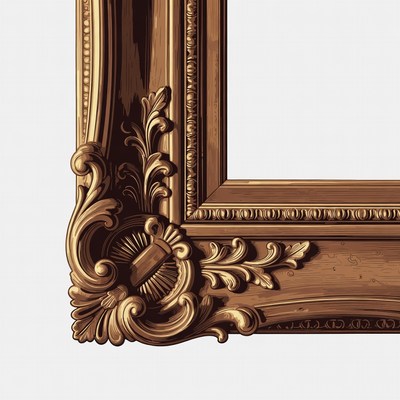 Detailed golden wood frame design