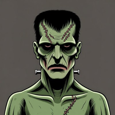 Monster character design with stitches