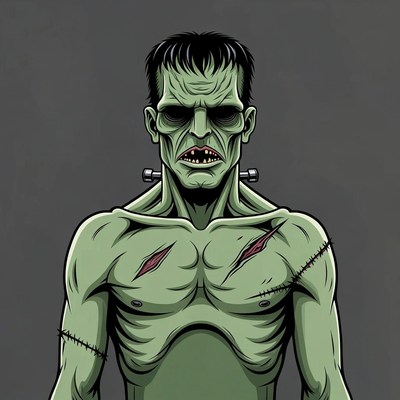 Frankenstein character design on gray background
