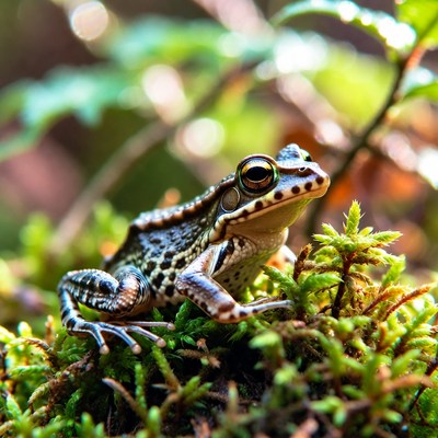 Frog resting on green moss
