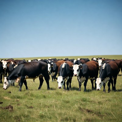 Cows grazing in open field