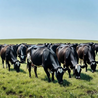 Cows grazing in open field