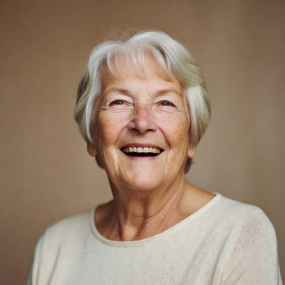 Smiling elder woman in natural light