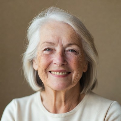 Smiling older woman with gray hair