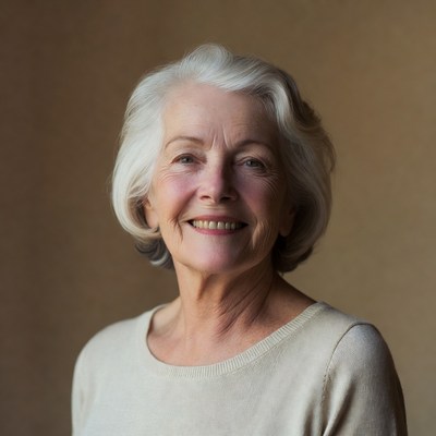 Elderly woman smiling indoors