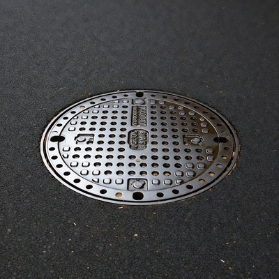 Manhole cover on city street