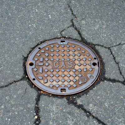 Gas manhole cover on street