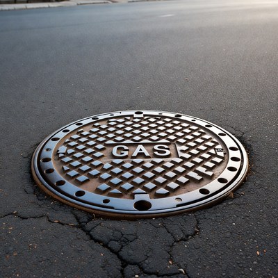 Gas manhole cover on street