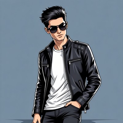 Man in black jacket and sunglasses