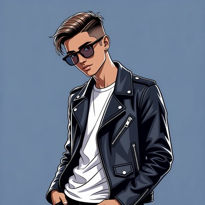 Young man in leather jacket