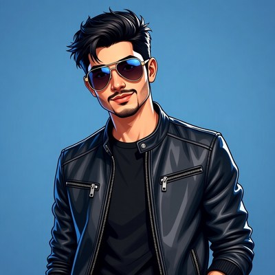 Man in sunglasses with black jacket