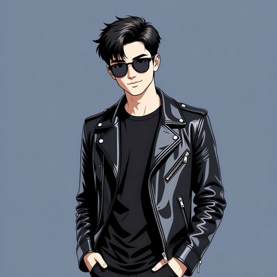 Young man wearing sunglasses and jacket