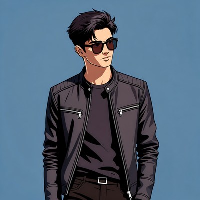 Young man in a black jacket