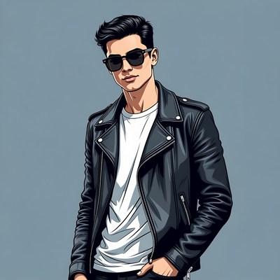 Young man in leather jacket