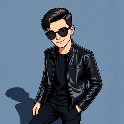 Young man poses in black outfit