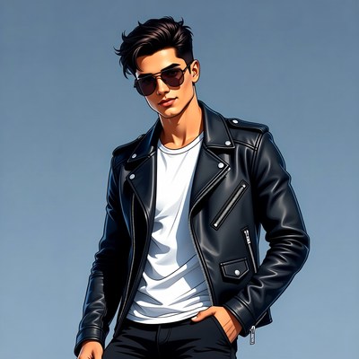 Cool young man in leather jacket