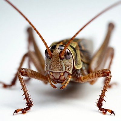 Close view of a cricket on a surface