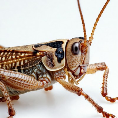 Detailed view of a cricket up close