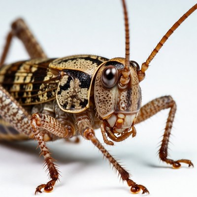 Close-up view of a cricket in details