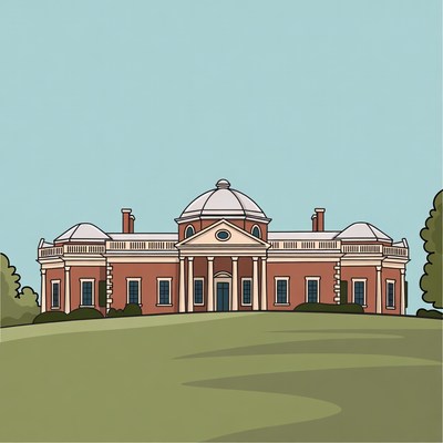 Historical building on a grassy hill