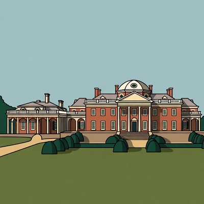 Historic mansion with gardens and pathways