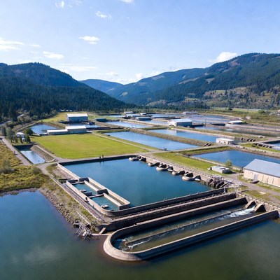 Fish hatchery in mountainous area