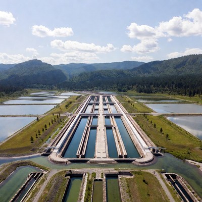 Water channels in mountain area
