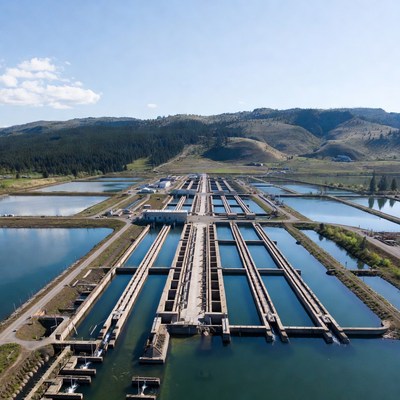 Fish hatchery in rural area