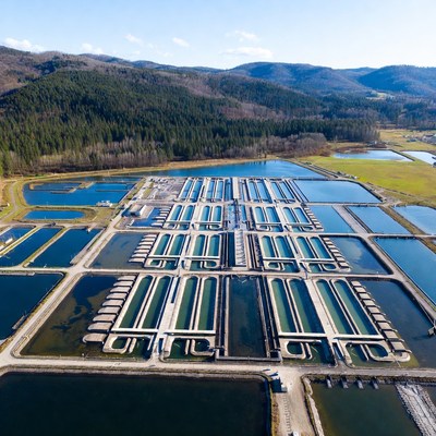 Fish farming site in the mountains
